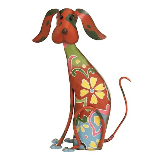 17" Iron Eclectic Dog Garden Sculpture